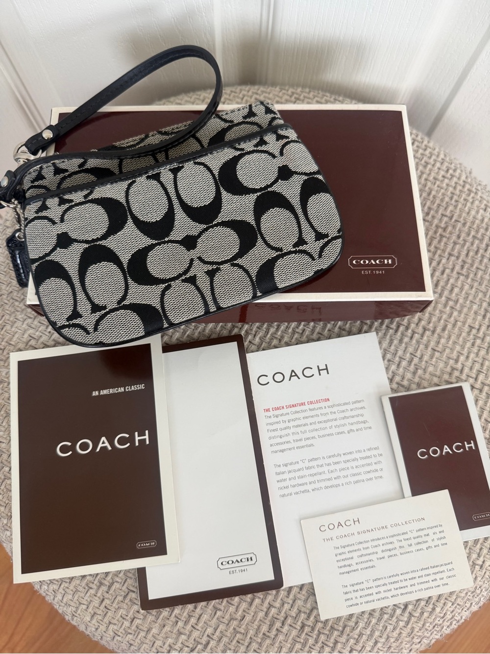 COACH SIGNATURE MONOGRAM BLACK WRISTLET WITH BOX NWOT